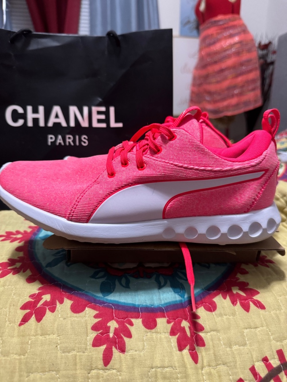 Puma  Hot Pink Athletic Sneakers with White Sole
